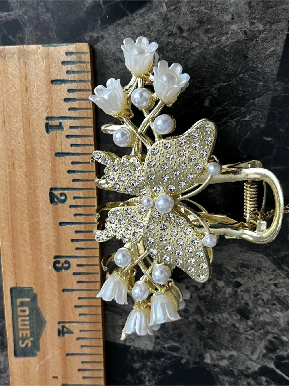 Gold Butterfly Pearl Flower Hair Claw Clip Elegant Women's Hair Claw Set of 2